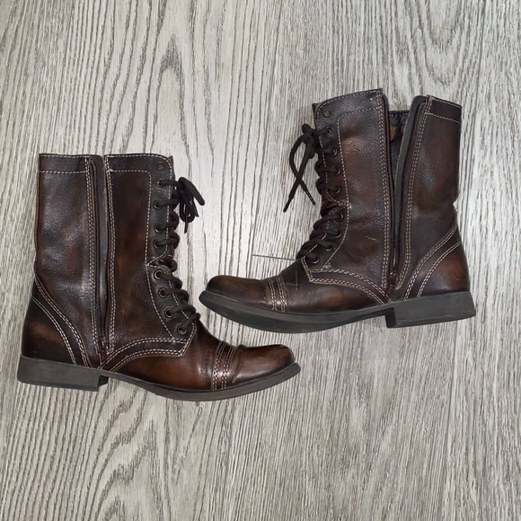 Steve Madden Shoes - Steven Madden Troopa Cognac Leather Combat Boots